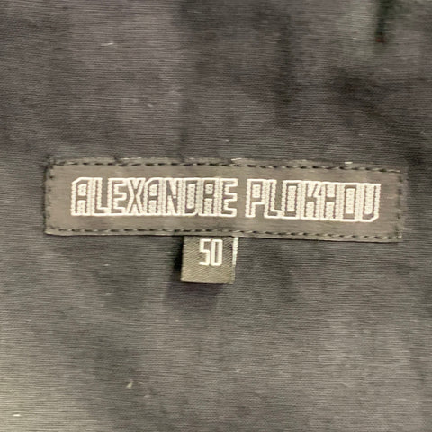 ALEXANDRE PLOKHOV Size 40 Black Cotton Linen Collarless Single Button Jacket