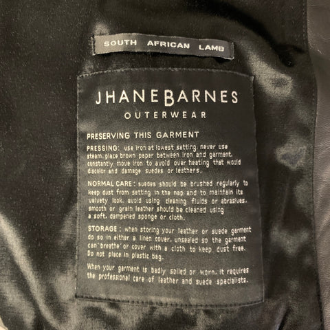 JHANE BARNES Size XXL Black Leather Double Breasted Coat