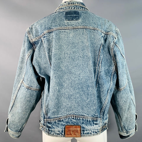 EDWIN Vintage Size M Clubman Blue Twill Cotton Acid Washed Jacket