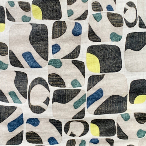 MAX MARA Size 8 Grey Multi Color Cotton Silk Abstract Short Sleeve Dress