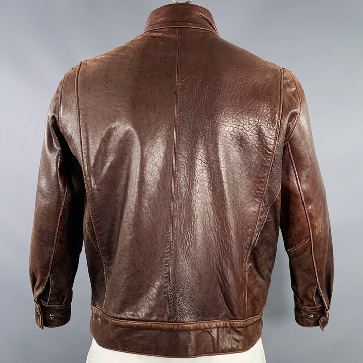 FOG CITY Size 42 Brown Leather Bomber Jacket