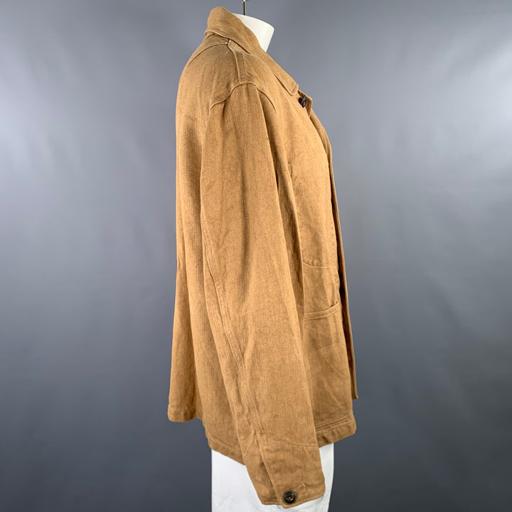 45rpm Size XXL Khaki Herringbone Linen Chore Worker Jacket