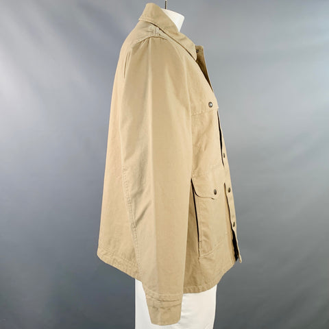 FILSON Size L Khaki Cotton Snaps Utility Coat