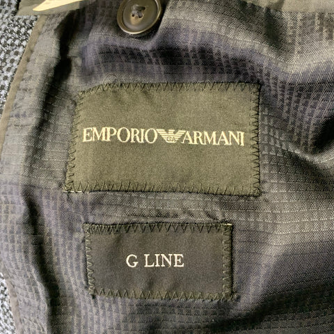 EMPORIO ARMANI Size 46 Navy Grey Textured Wool Blend Sport Coat