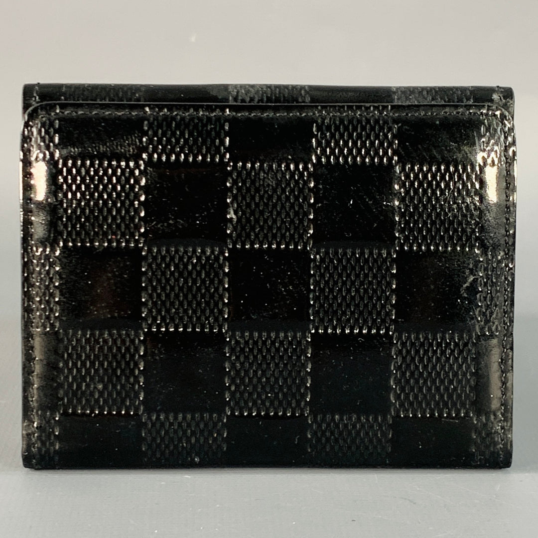 LOUIS VUITTON Black Damier Embossed Patent Leather Wallet