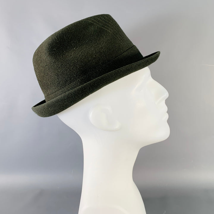 VANZINA PAVIA Size 7 1/8 Green Felt Feather Trilby Fedora