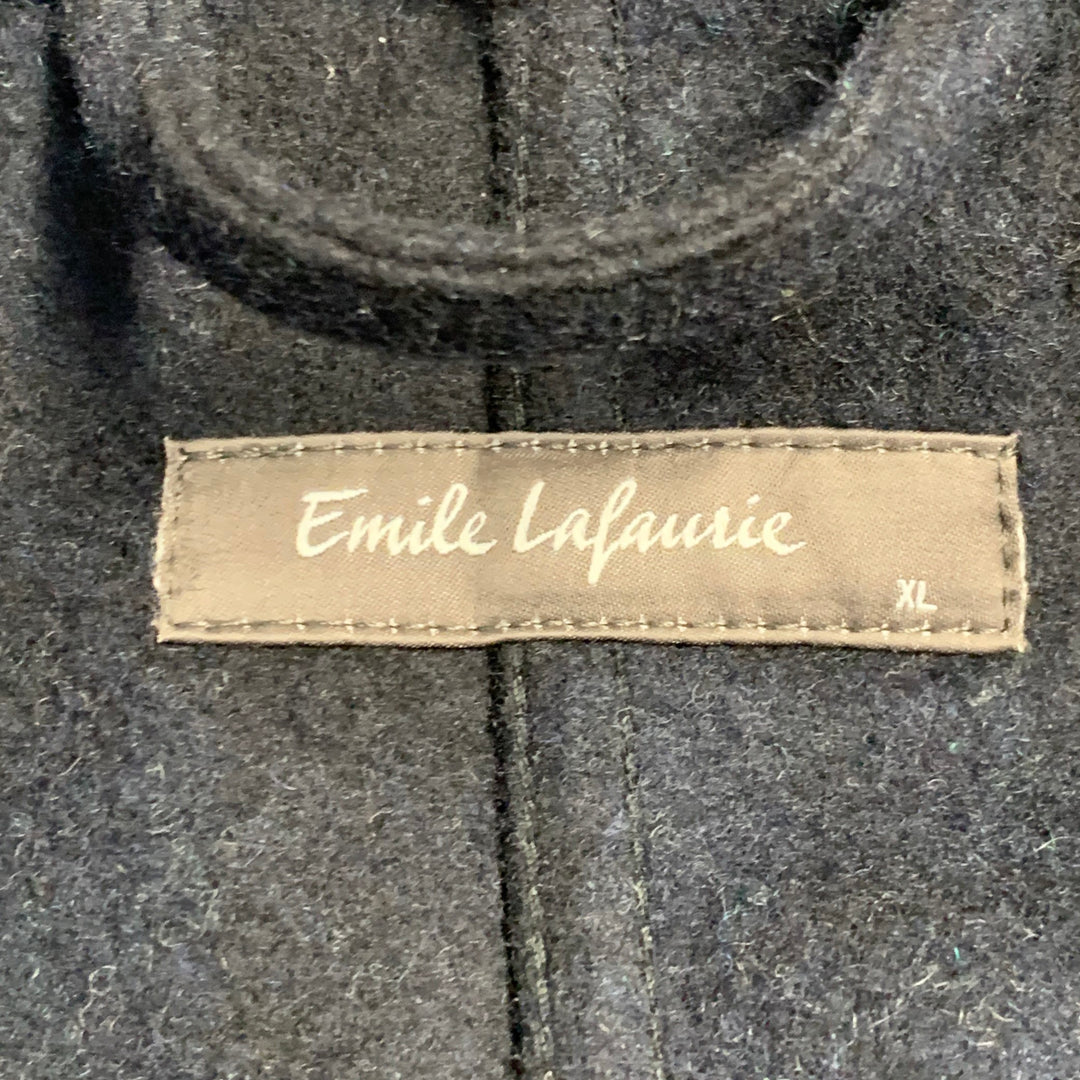 EMILE LAFAURIE Size XL Navy Plaid Wool Blend Painter Jacket