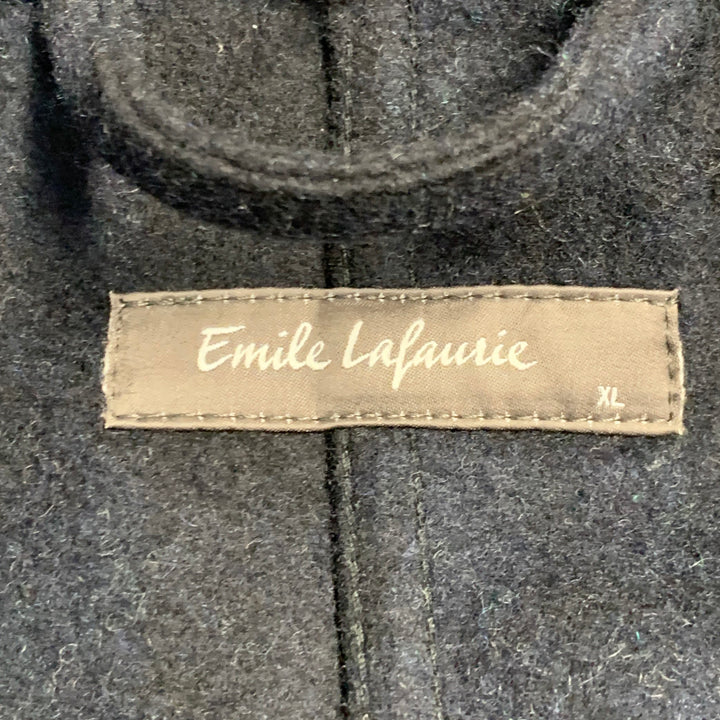 EMILE LAFAURIE Size XL Navy Plaid Wool Blend Painter Jacket