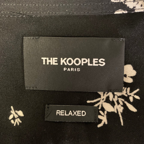 THE KOOPLES Size L Black White Floral Viscose Long Sleeve Shirt
