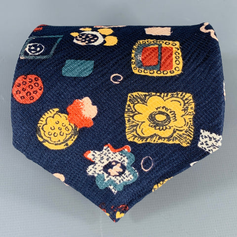 K SAN FRANCISCO Navy Multi Color Abstract Tie