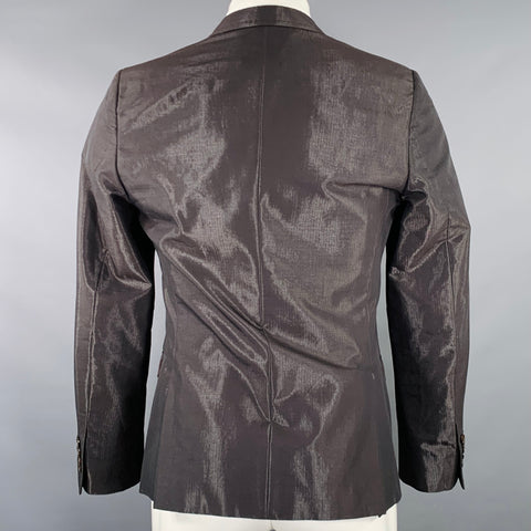 GAZZARRINI Size 38 Black Silver Shimmery Cotton Blend Sport Coat