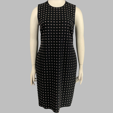 BURBERRY LONDON Size 10 Black Silver Crepe Studded Sleeveless Dress