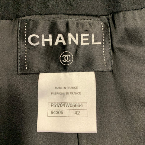 CHANEL Pre-Fall 2015 Size 10 Black Gold Wool Waffle Notch Lapel Jacket