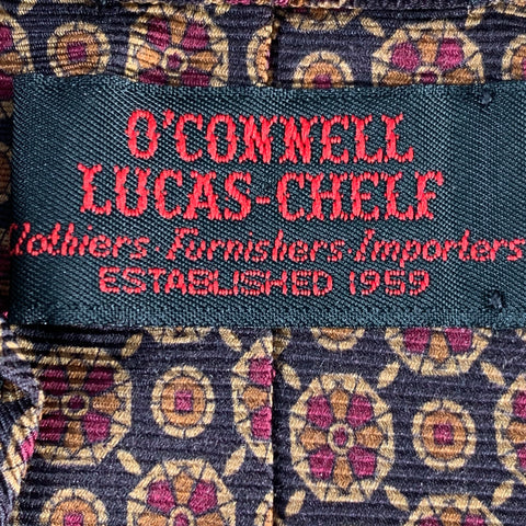 O'CONNELL'S Black Brown Red Abstract Floral Silk Tie