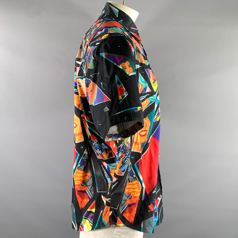 ROBERT GRAHAM Size XXL Black Comic Graphic Cotton Short Sleeve Shirt