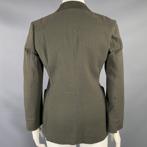 ISSEY MIYAKE Taille L Veste en Coton Texturé Non Doublée Vert Olive