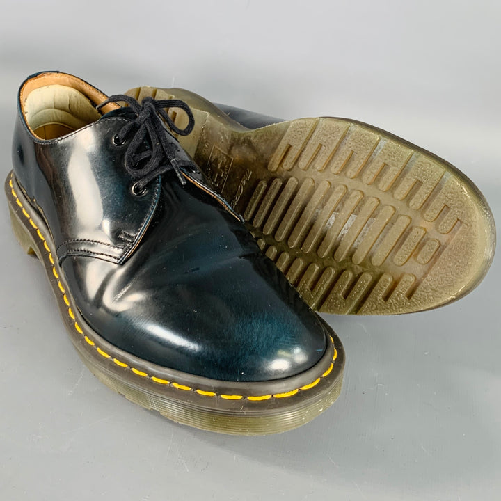 DOC MARTENS x COMME des GARCONS Size 10 Navy Patent Leather Derby Lace-Up Shoes