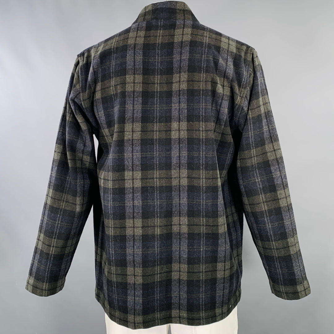 UNIVERSAL WORKS Size XL Black Grey Olive Plaid Wool Blend Jacket