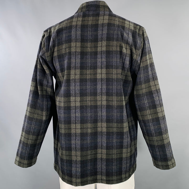 UNIVERSAL WORKS Size XL Black Grey Olive Plaid Wool Blend Jacket