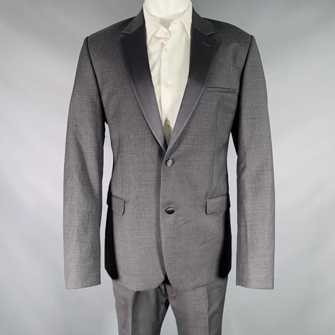 CALVIN KLEIN COLLECTION Size 40 Grey Wool Notch Lapel Tuxedo