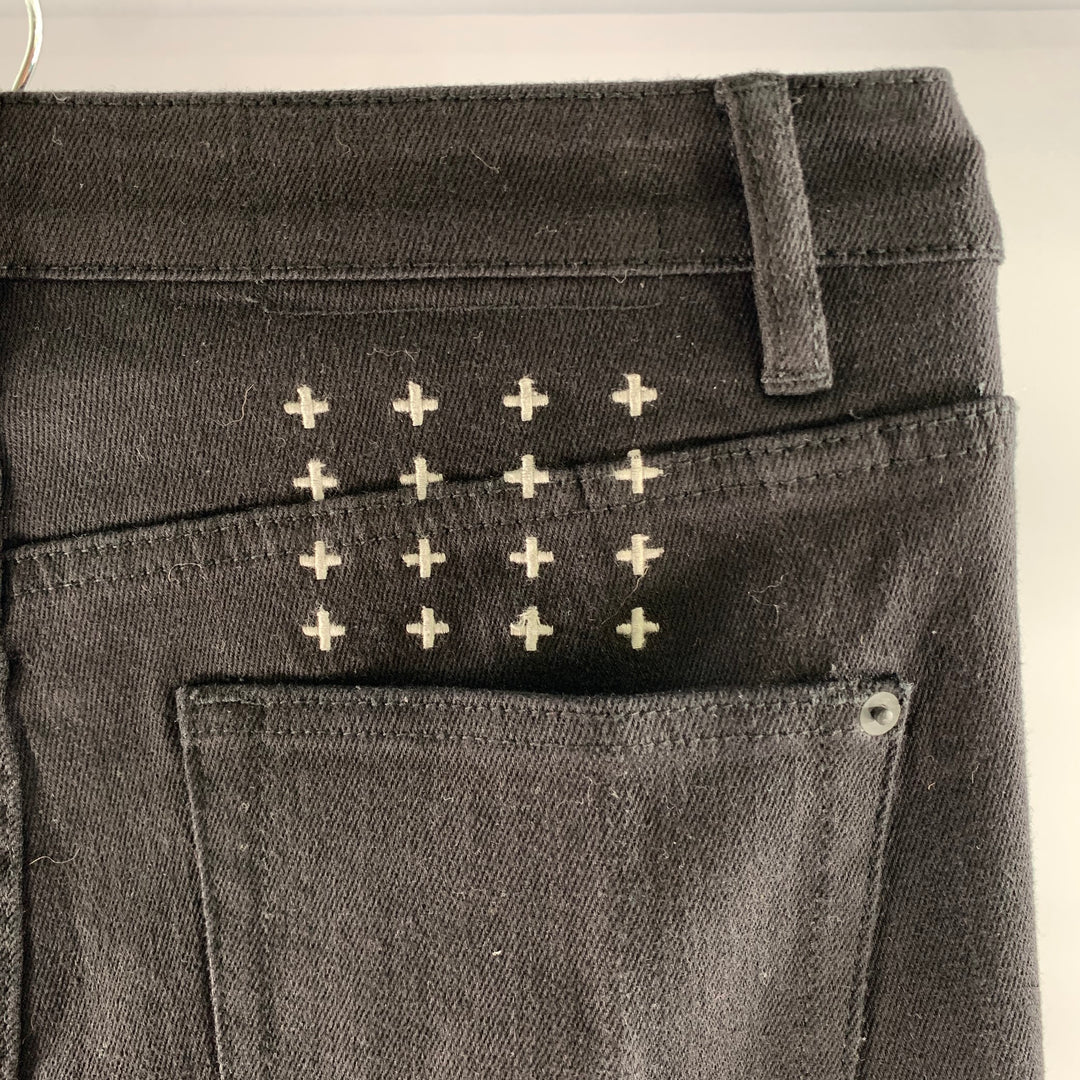 KSUBI Size 31 Black Cotton Slim Fit Pants