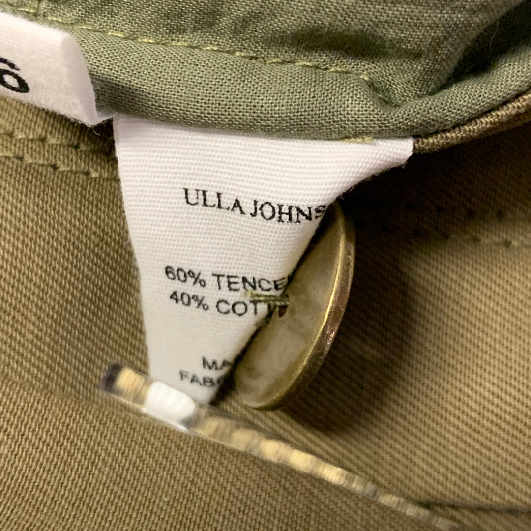 ULLA JOHNSON Size 6 Green Olive Tencel Cotton Pleated Circle Skirt