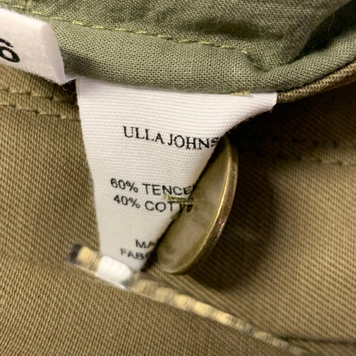ULLA JOHNSON Size 6 Green Olive Tencel Cotton Pleated Circle Skirt