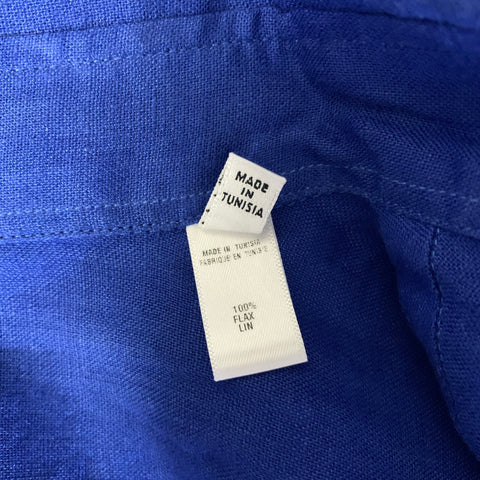 ARMANI COLLEZIONI Size L Blue Cobalt Solid Linen Long Sleeve Shirt