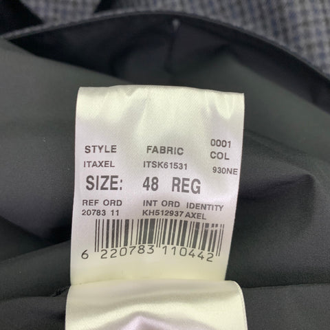 LARDINI Size 38 Axel Grey Navy Black Checkered Wool Reversible Coat