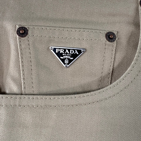 PRADA Size 34 Khaki Twill Cotton Classic Fit Tapered Button Fly Jeans