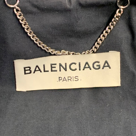 BALENCIAGA Size 10 Navy Cotton Belted A-Line Double Breasted Trench Coat