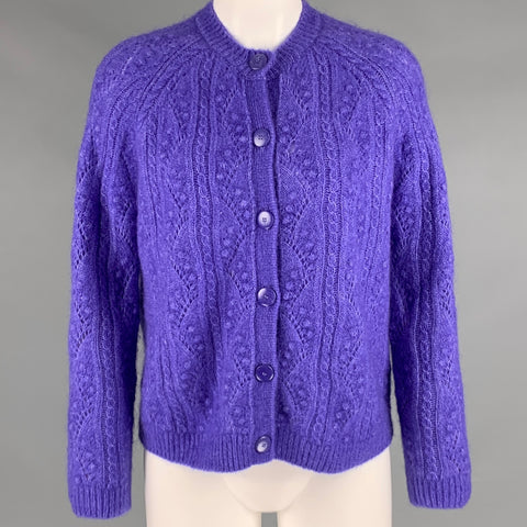 LA MAILLE SEZANE Size XS Purple Mohair Blend Textured Cardigan
