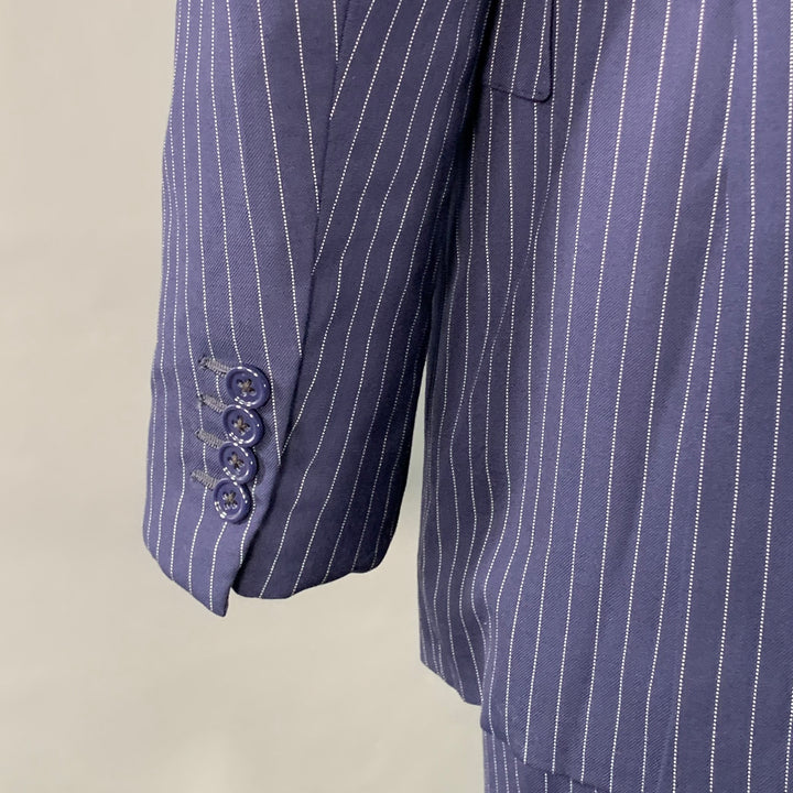 RALPH LAUREN Size 42 Long Navy White Pinstripe Wool Notch Lapel Suit