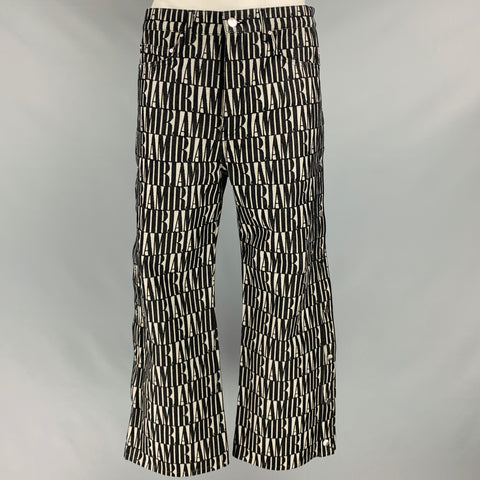AMIRI Size 34 Black Grey Logo Cotton Jean Cut Wide Leg Casual Pants