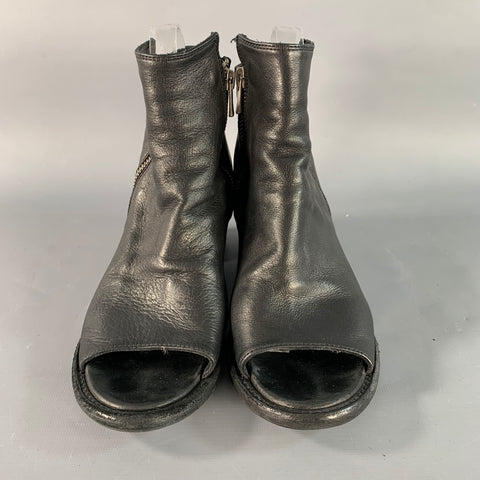 OFFICINE CREATIVE Size 7.5 Black Peep Toe Boots