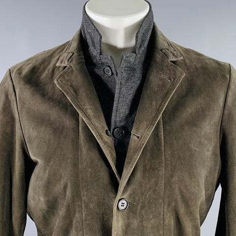 ALLSAINTS Size M Brown Grey Cotton Blend Double Layer Jacket