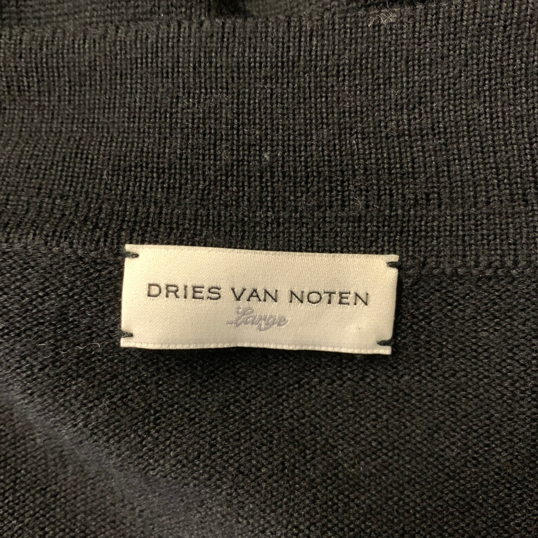 DRIES VAN NOTEN Size L Black Wool Cardigan