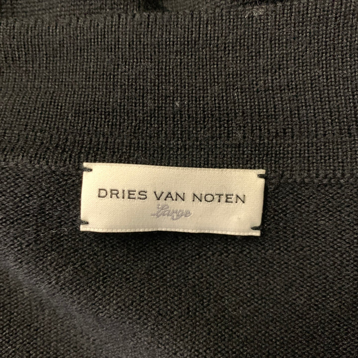 DRIES VAN NOTEN Size L Black Wool Cardigan