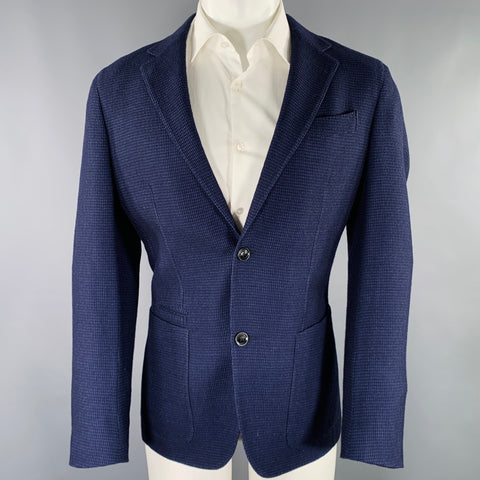 ERMENEGILDO ZEGNA Veste sport en laine et soie à motif clou, taille 38, marine et noire