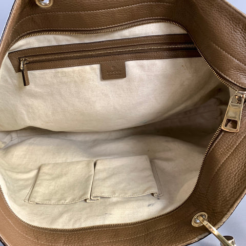 GUCCI Brown 323664 Pebble Grain Leather Shoulder Bag
