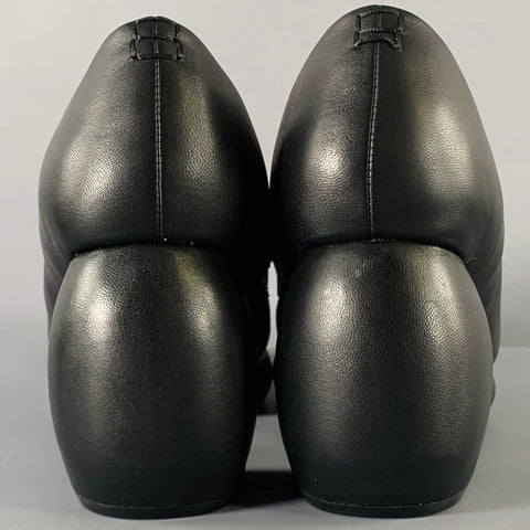 CLARKS x MARTINE ROSE SS24 Size 7.5 Black Leather Chunky Heel Loafer Pumps