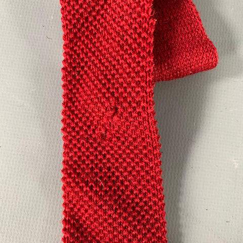 YVES SAINT LAURENT Burgundy Red Knit Wool Tie