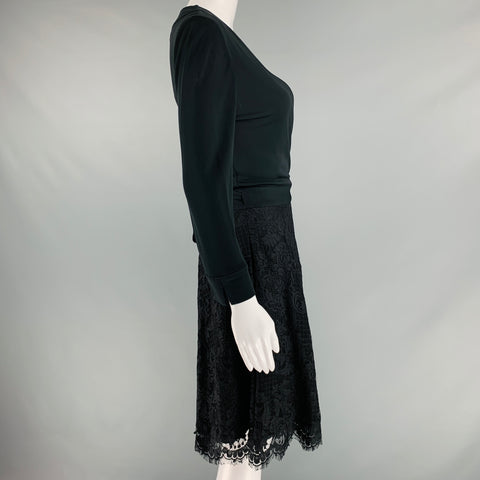 DIANE VON FURSTENBERG Size 4 Black Nylon Lace Wrap Dress