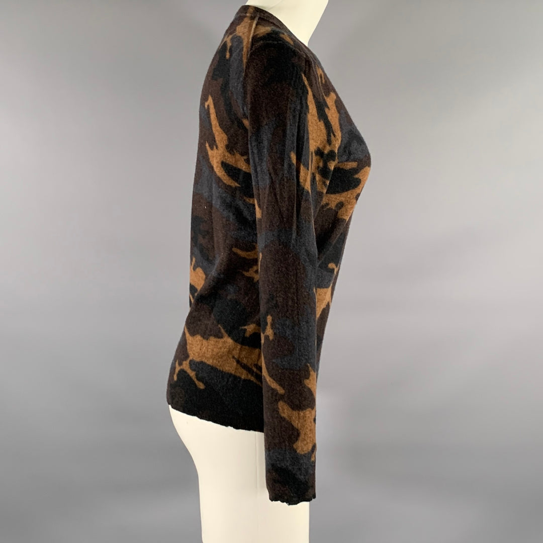 ZADIG & VOLTAIRE Size S Brown Grey Cashmere Camouflage Pull On Pullover