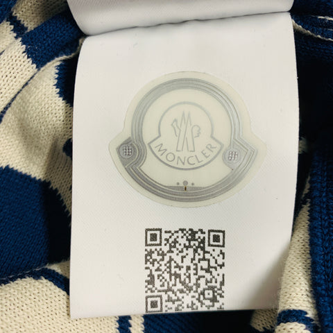 MONCLER Size XL Navy White Logo Cotton Crew Neck Pullover