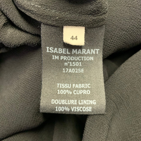 ISABEL MARANT Size 8 Black Cupro V-Neck Dress