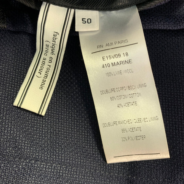 AMI by ALEXANDRE MATTIUSSI Size 40 Navy Woven Wool Notch Lapel Sport Coat