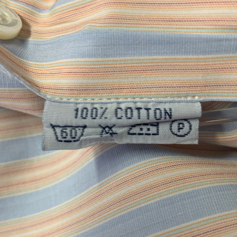 BRIONI Size M Orange Blue Stripe Cotton Spread Collar Long Sleeve Shirt