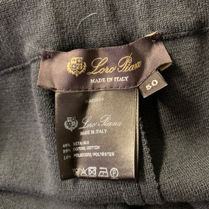 LORO PIANA Size 14 Black Silk Cotton Sweatpant Trousers