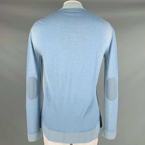 MARNI Size 44 Blue Wool Blend Elbow Patches Cardigan